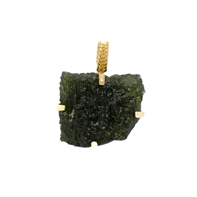 Moldavite pendant Gold Vermeil