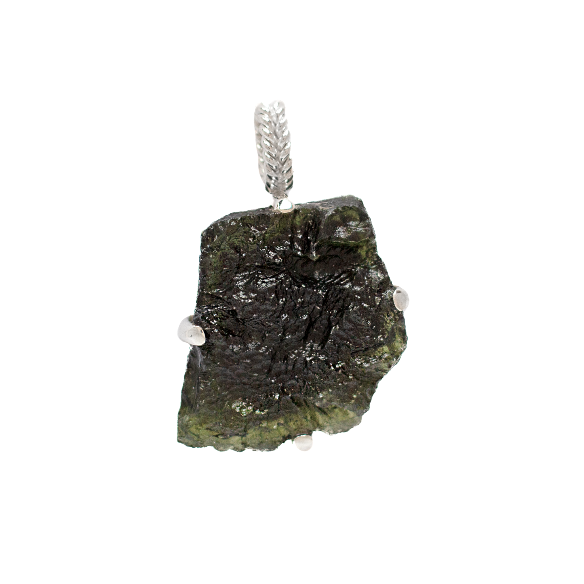 Certified Moldavite Pendant Sterling Silver