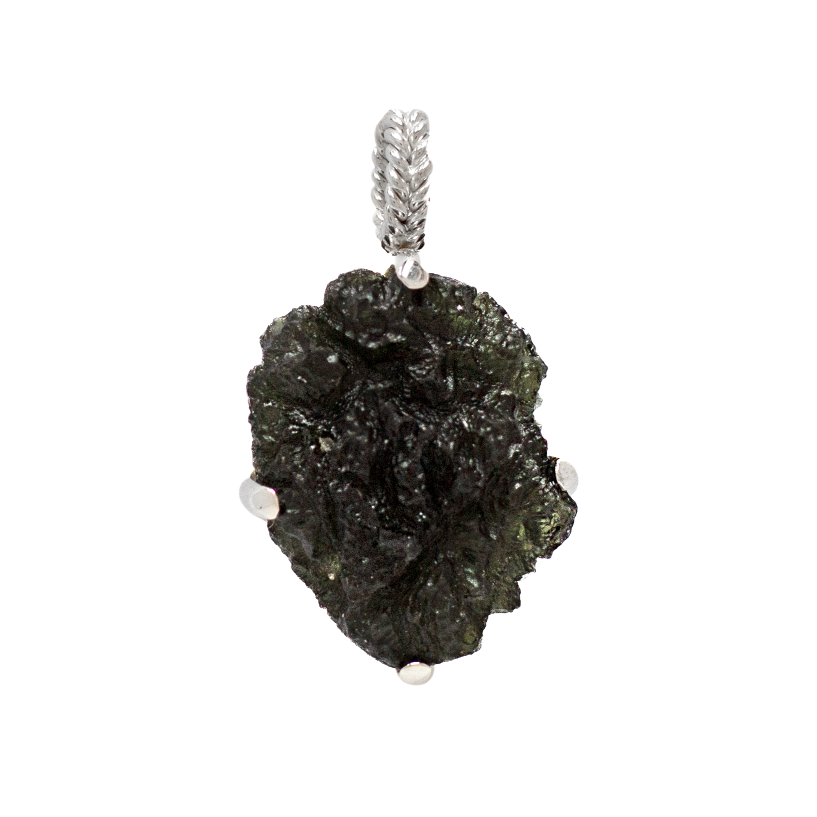 Moldavite Pendant Sterling Silver