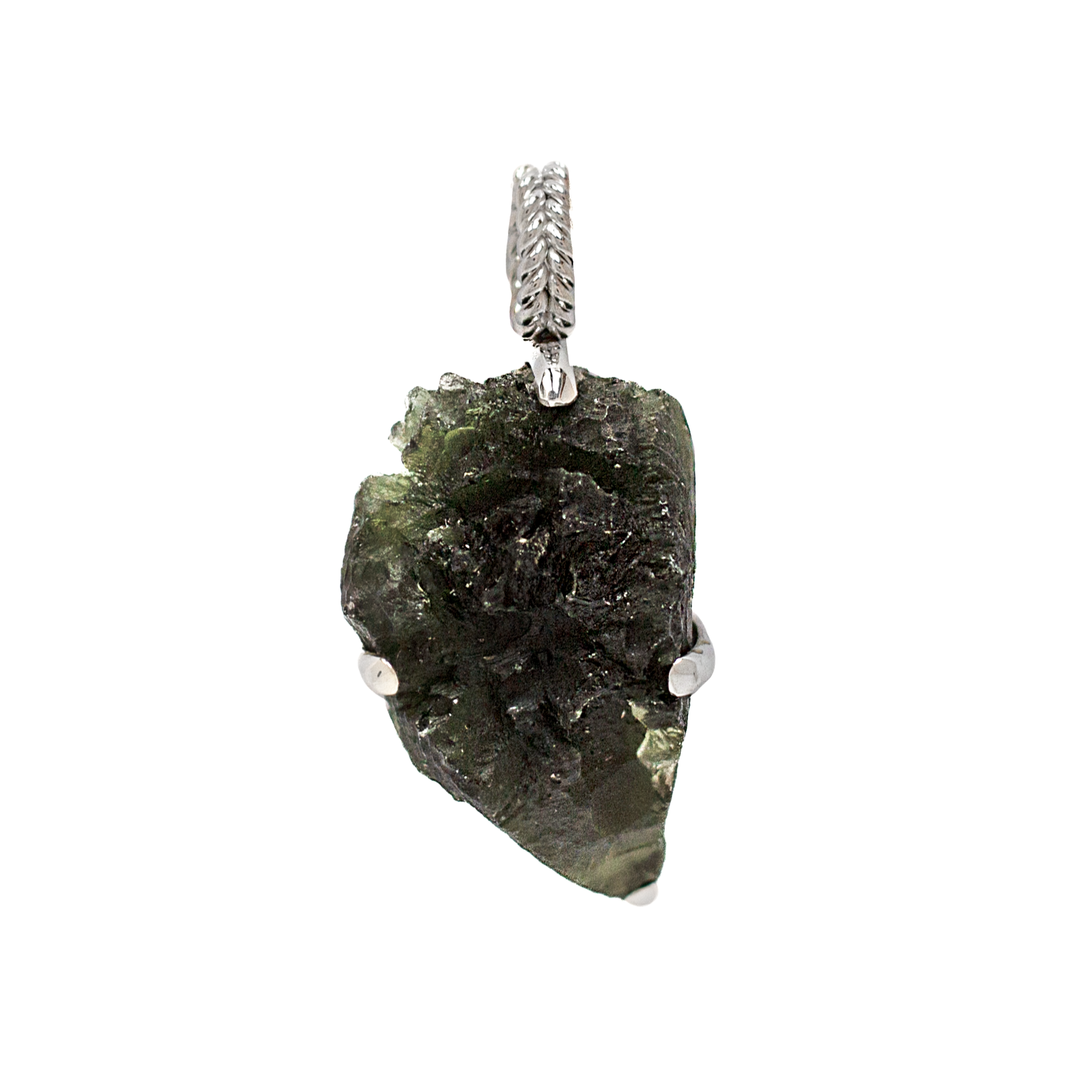 Moldavite pendant sterling silver