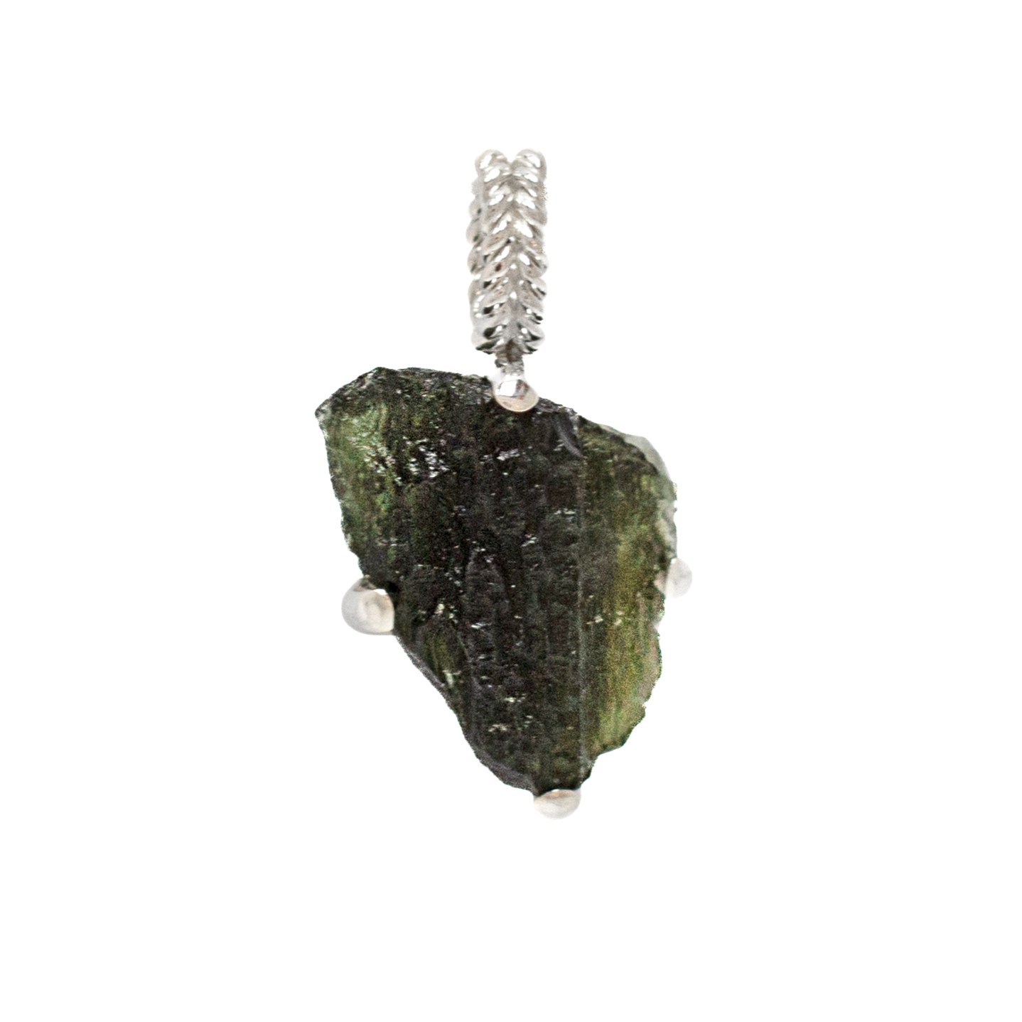 Certified Moldavite Pendant sterling silver