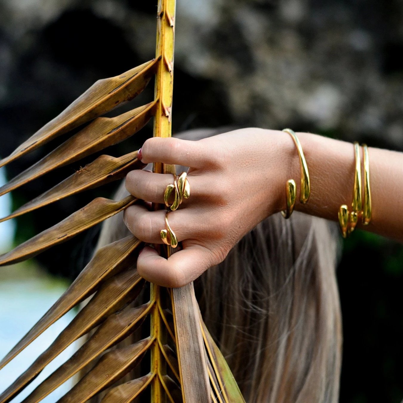 Sterling Silver Chunky Adjustable Bangle gold plated // Gold