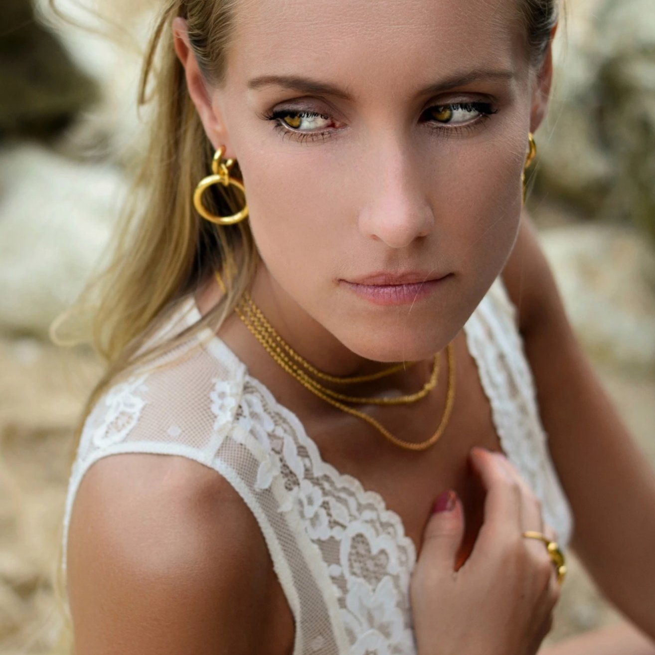 Lightweight Sterling Silver gold plated Hoop Earrings big ioola big // Gold