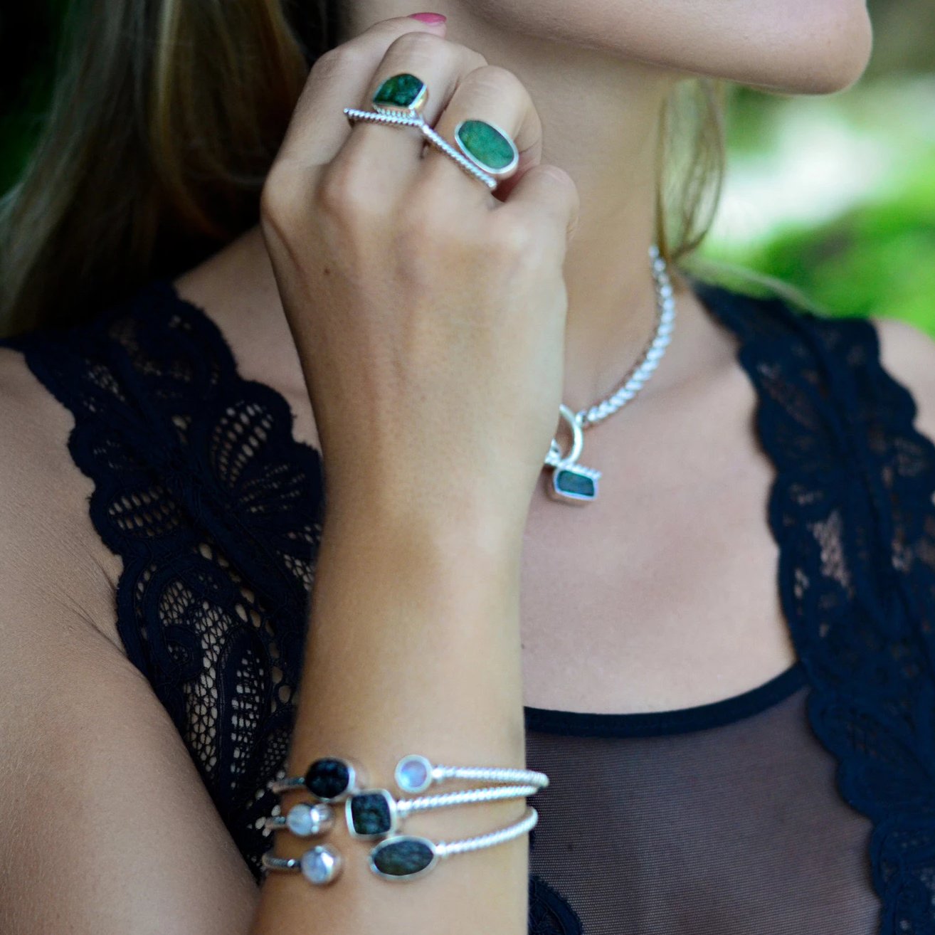 Adjustable Sterling Silver Moldavite Ring