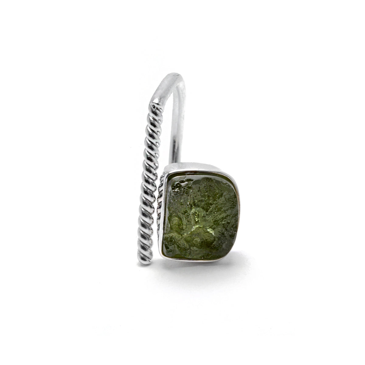 adjustable sterling silver moldavite ring size 7