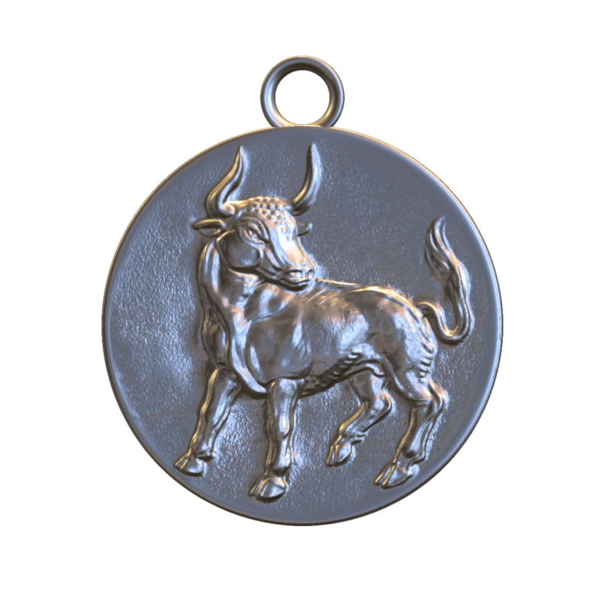 taurus coin pendant // Silver