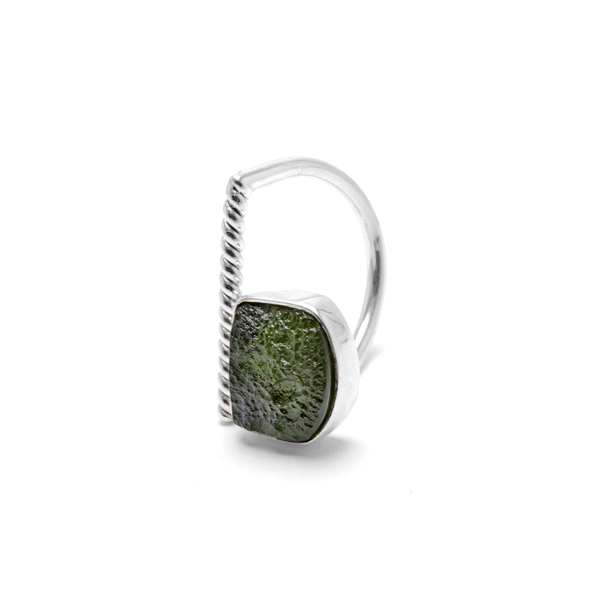 adjustable sterling silver moldavite ring size 7