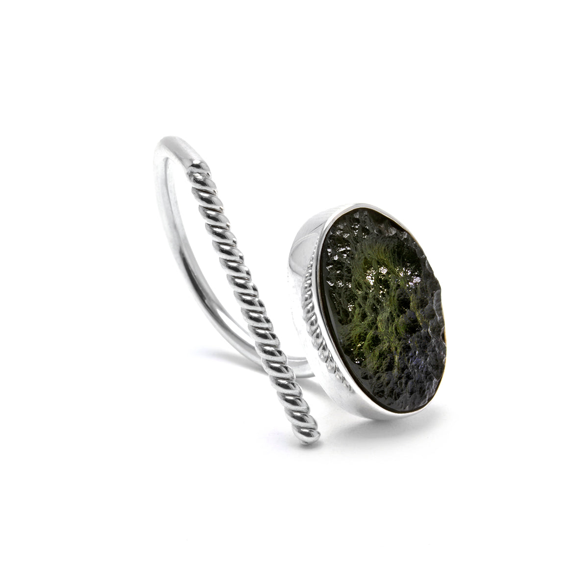 Adjustable Moldavite Ring size 9