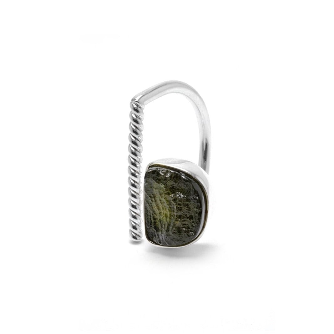 adjustable Moldavite ring size 5 1/2 twist