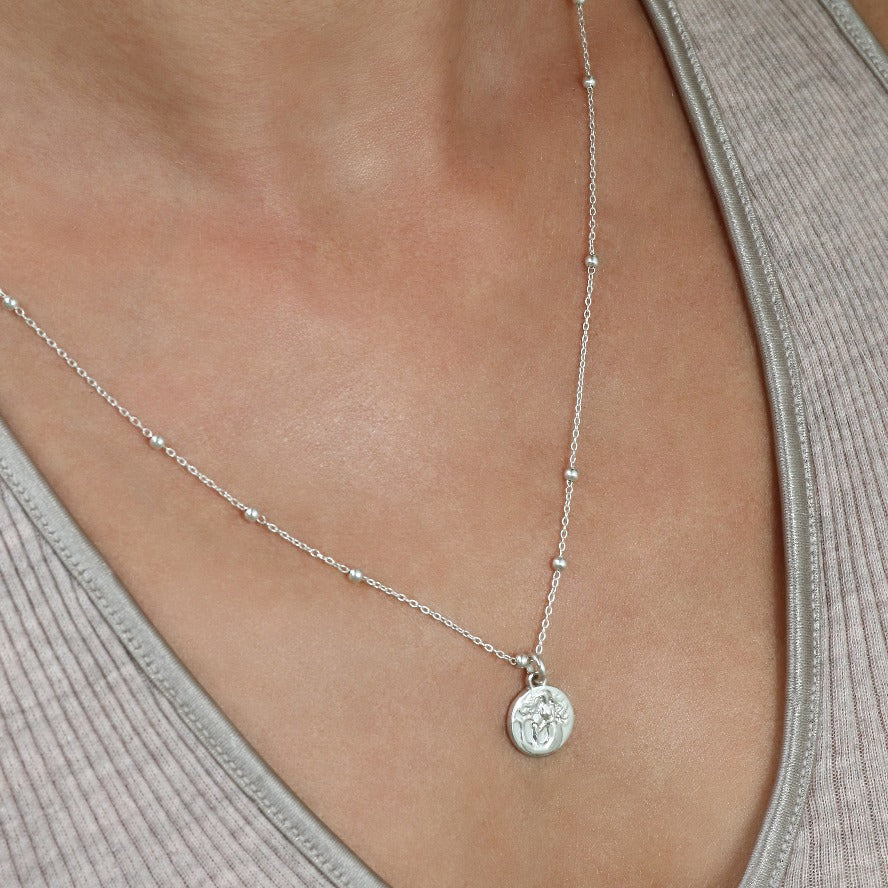 Aquarius dainty pendant necklace // Silver