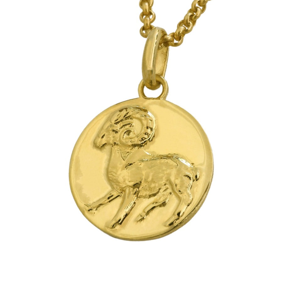 aries coin pendant necklace // gold