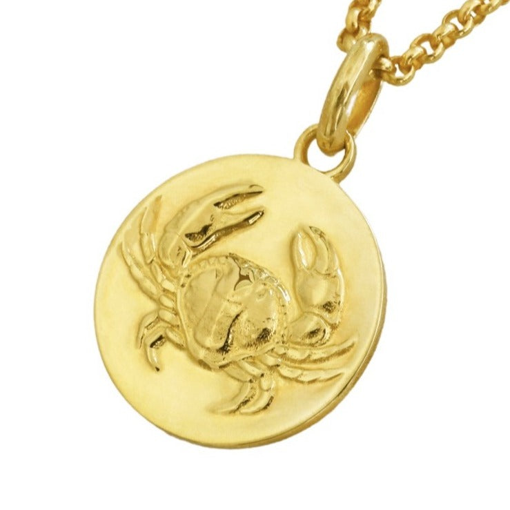 Cancer coin pendant necklace // gold