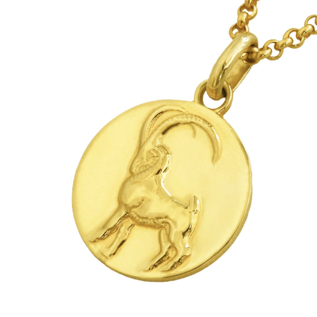 capricorn coin pendant necklace // gold