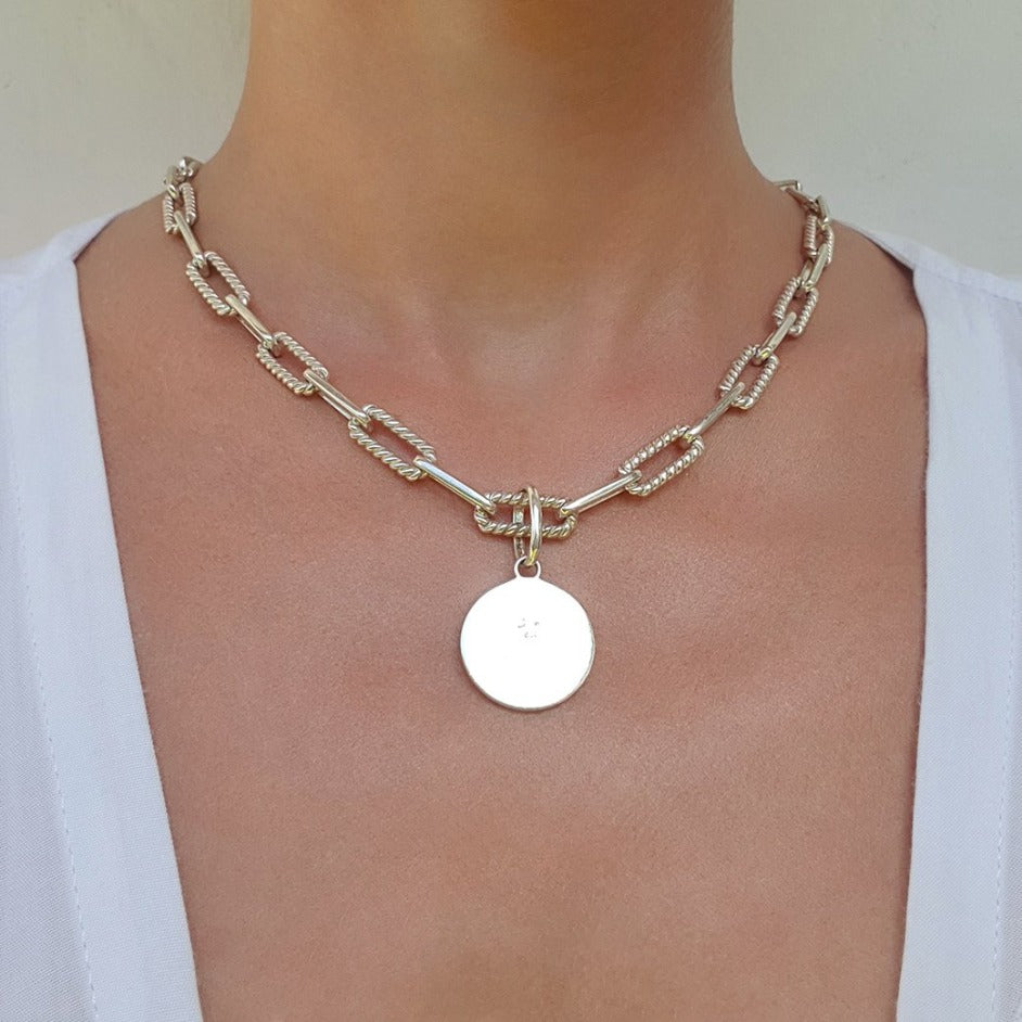square link chain necklace // Silver