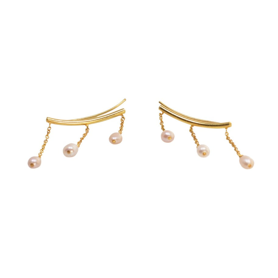 Ear Climber with Pearls // Gold