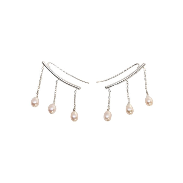 Ear Climber with Pearls // Silver