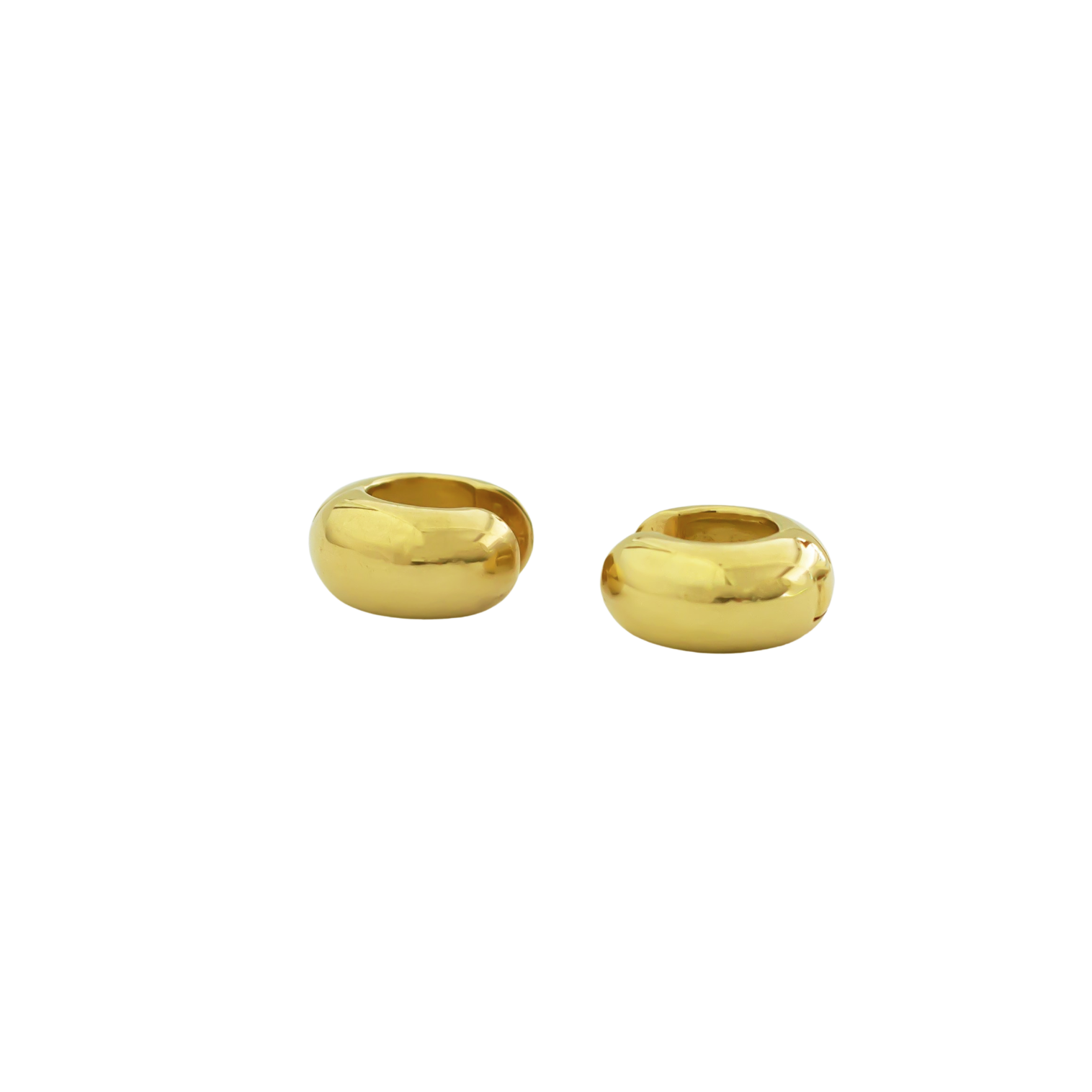 sterling silver thick hoop earrings 22 karat gold plated // Gold