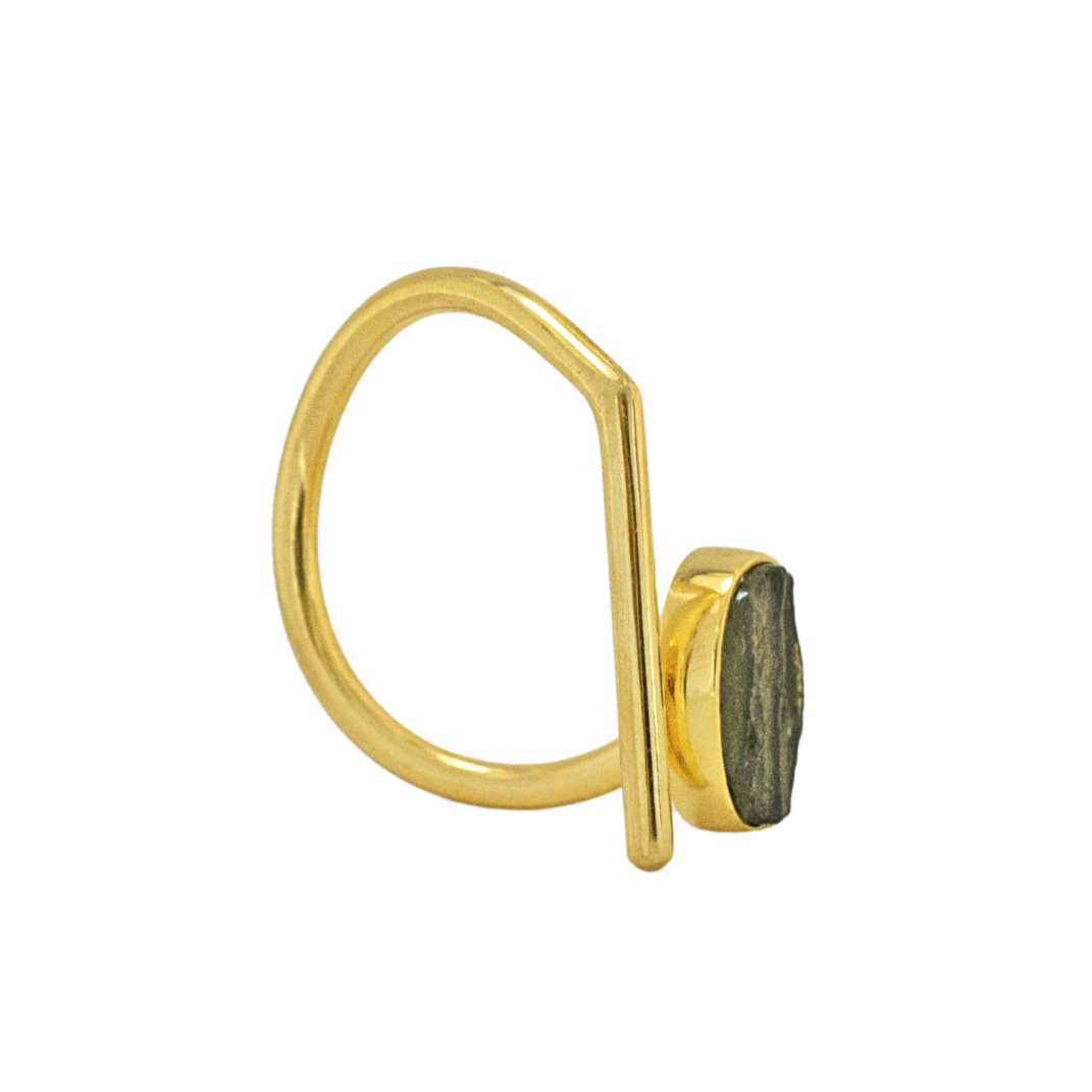 rough meteorite ring in gold vermeil size 7