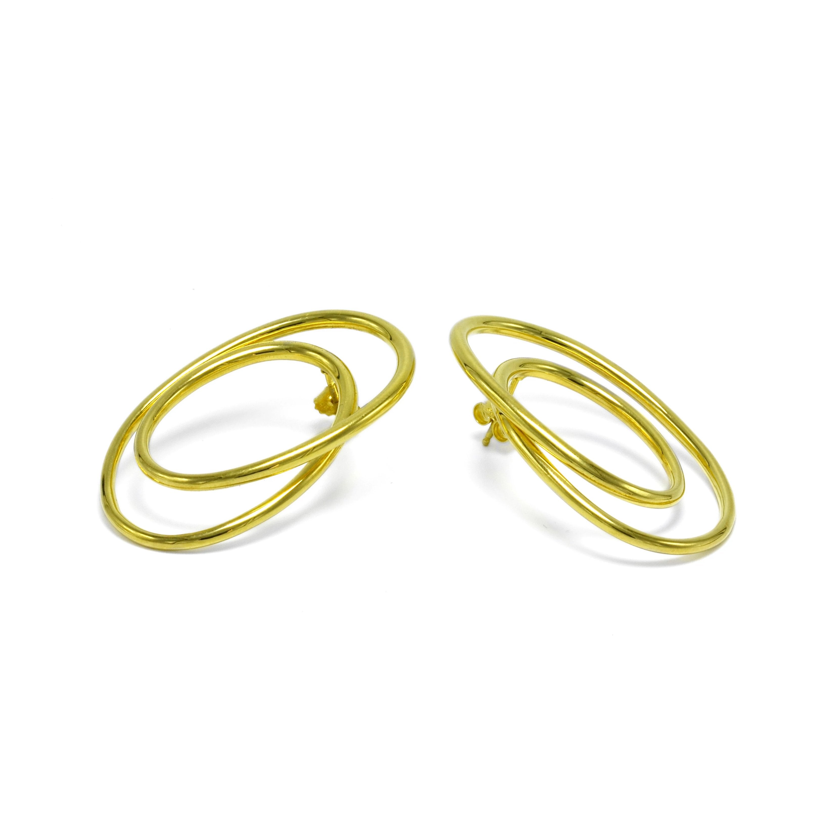 sterling silver gold plated statement earrings ioola // Gold