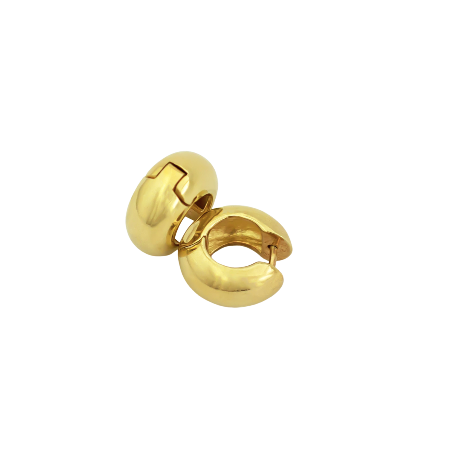 sterling silver thick hoop earrings 22 karat gold plated // Gold