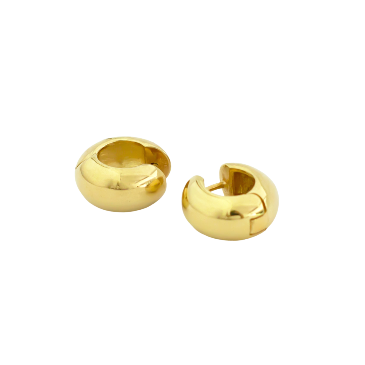 sterling silver thick hoop earrings 22 karat gold plated // Gold