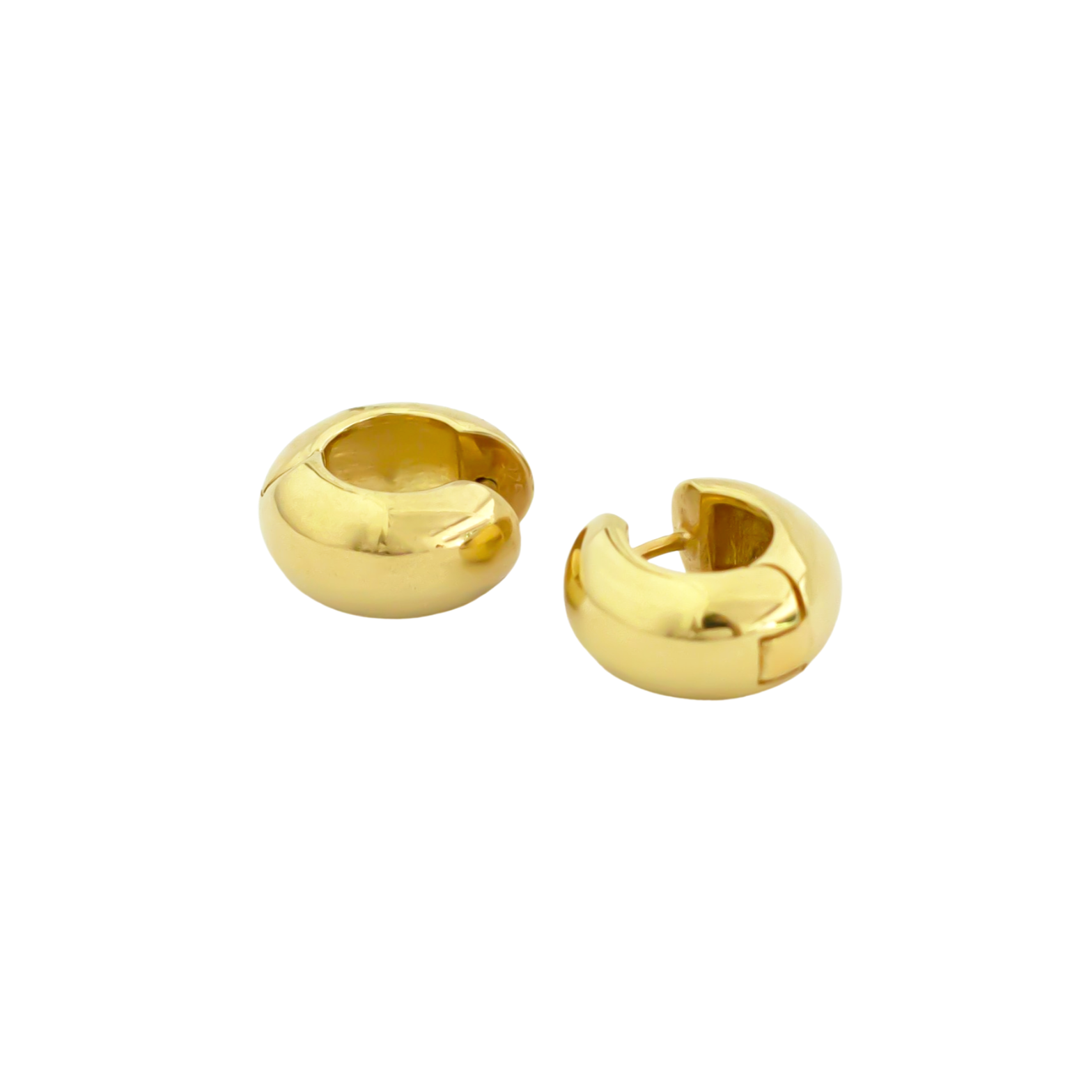 sterling silver thick hoop earrings 22 karat gold plated // Gold