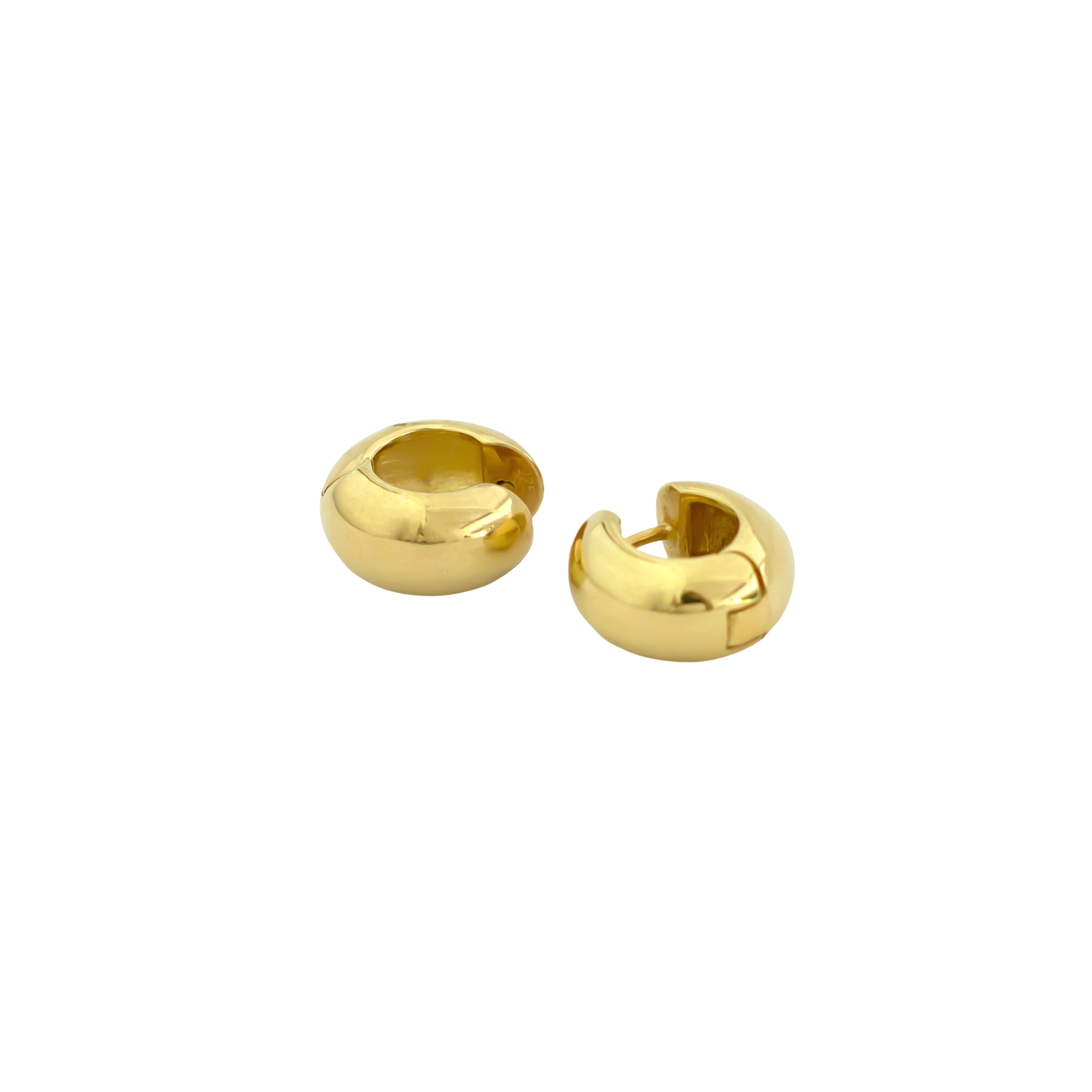 sterling silver thick hoop earrings 22 karat gold plated // Gold