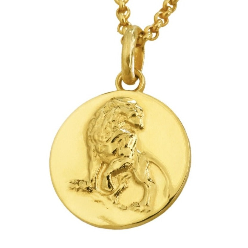 leo coin pendant necklace // gold