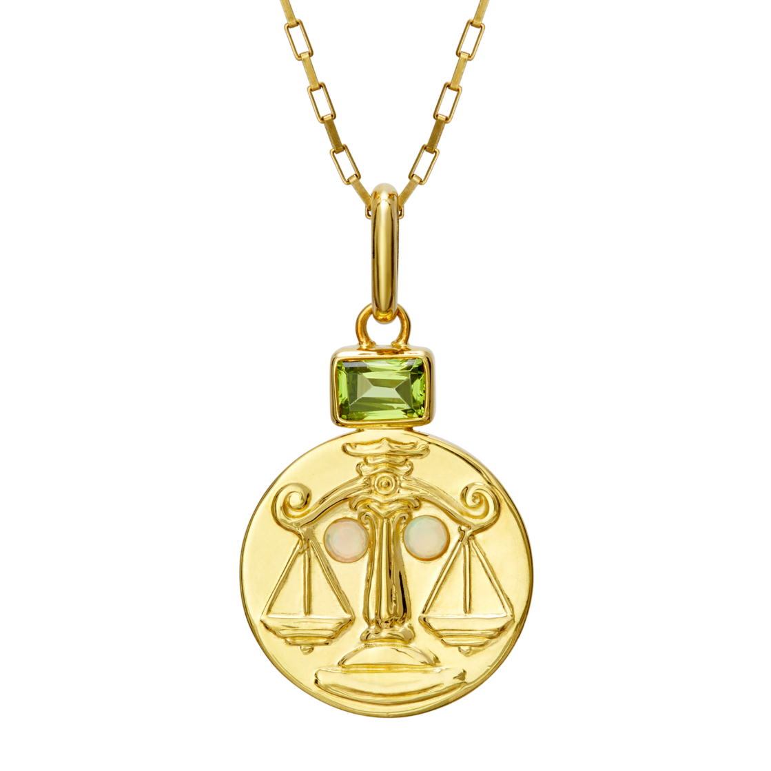 Gold Libra Coin Pendant with Birthstones // Gold 