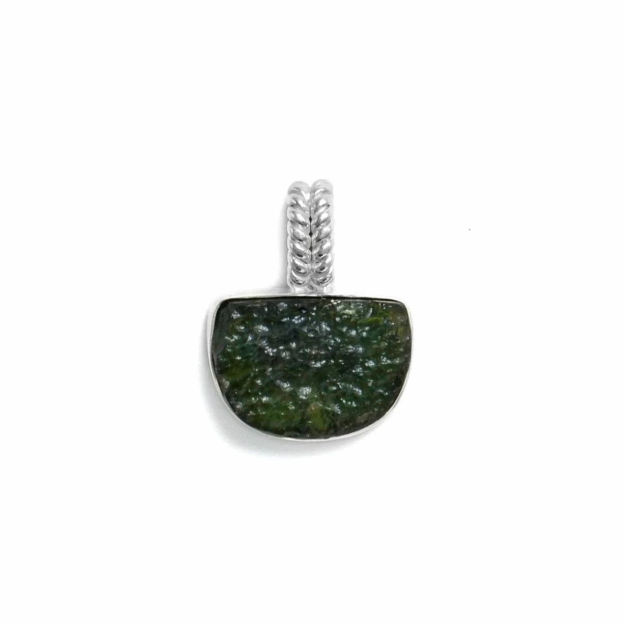 Raw Moldavite Sterling Silver Pendant Anchor