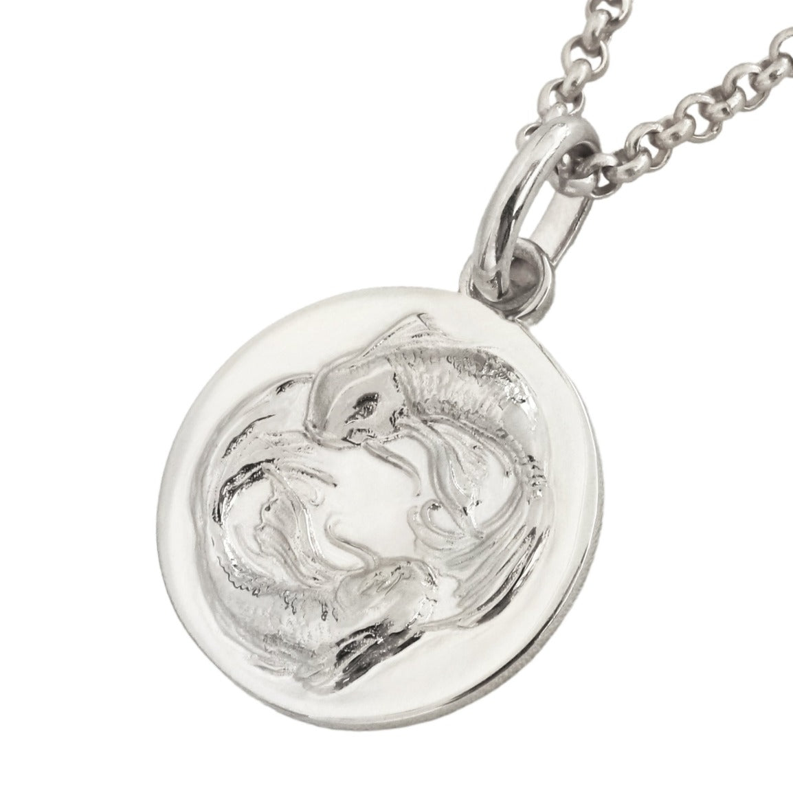 pisces coin pendant necklace // Silver