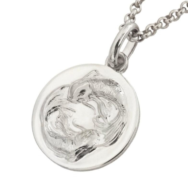 pisces coin pendant necklace // Silver