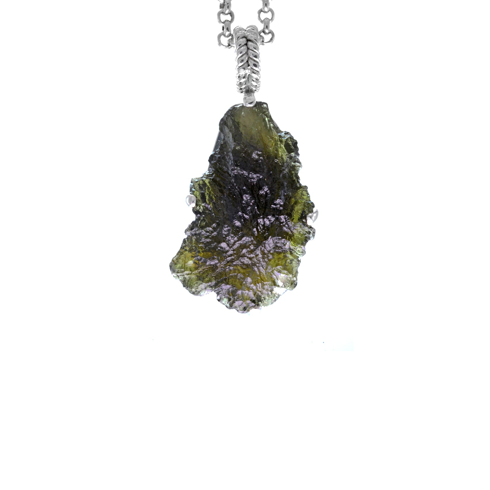 Raw Moldavite Sterling Silver Pendant 7.5 gr