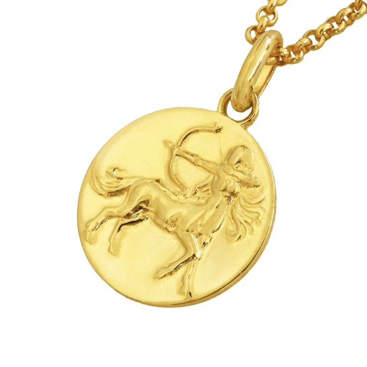 gold vermeil sagittarius pendant necklace // Gold