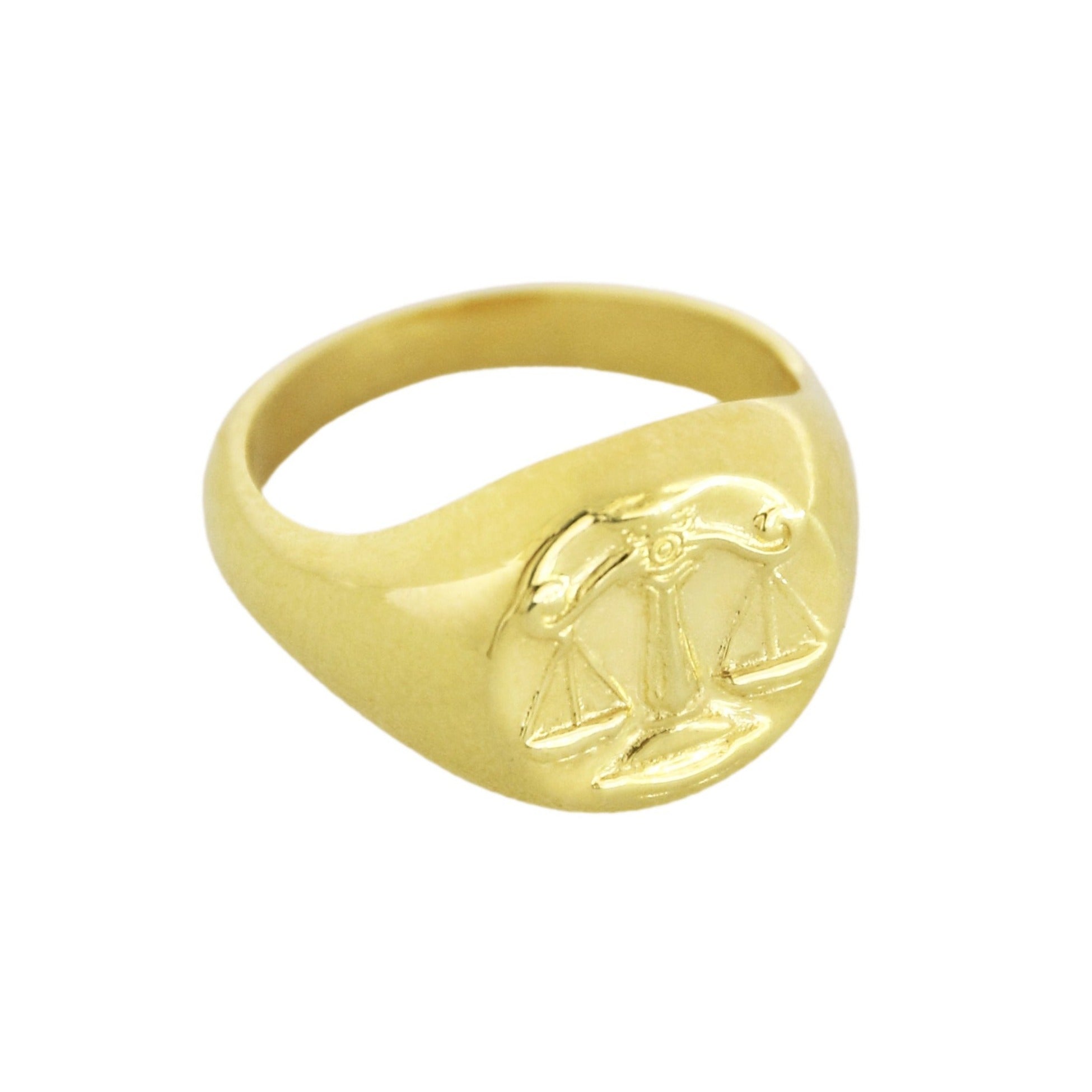 Gold Libra signet ring // Gold