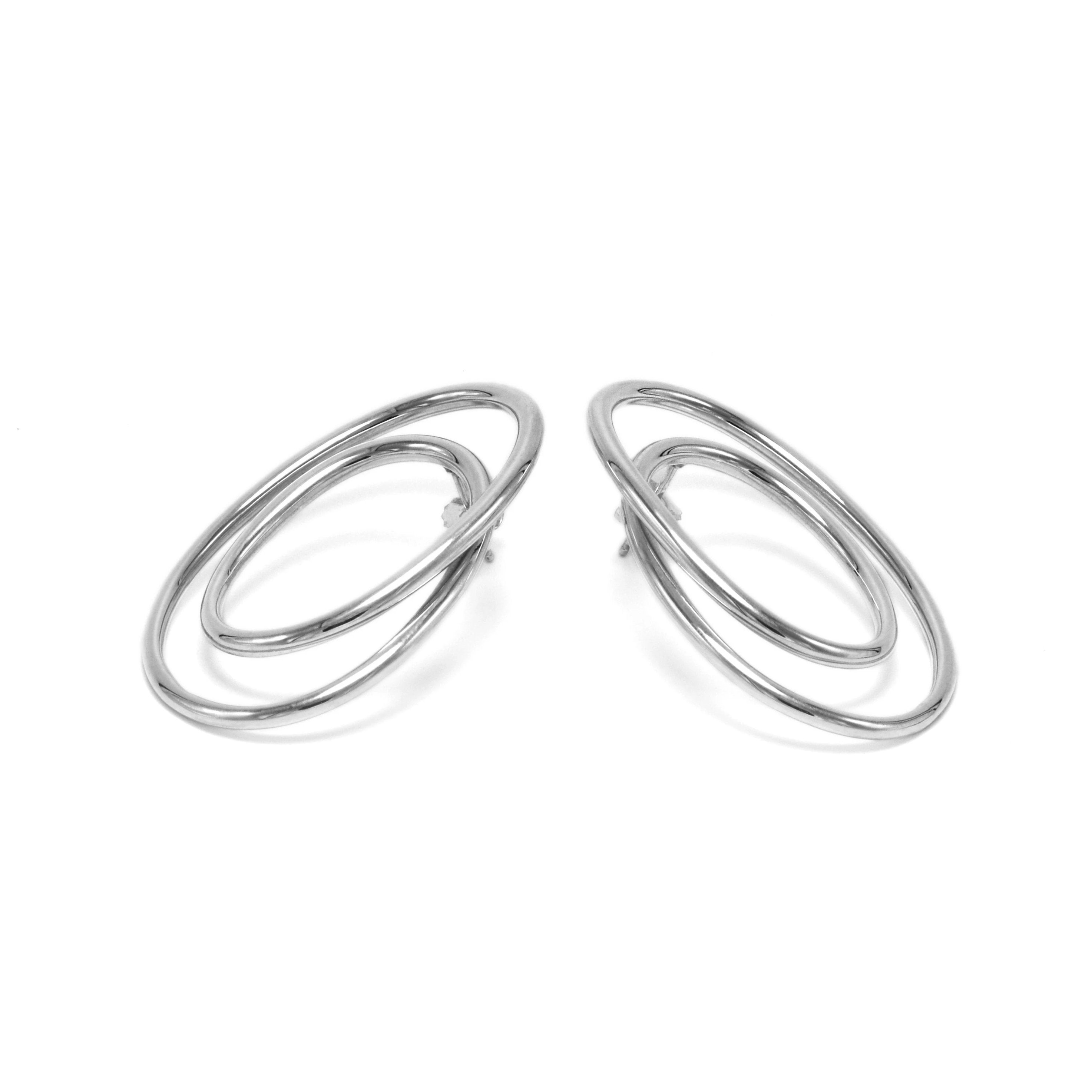 Statement earrings, gold plated silver earrings, Luxury sterling silver spiral earrings // Silver