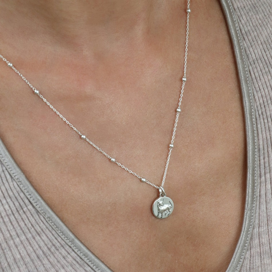 taurus dainty coin pendant // Silver