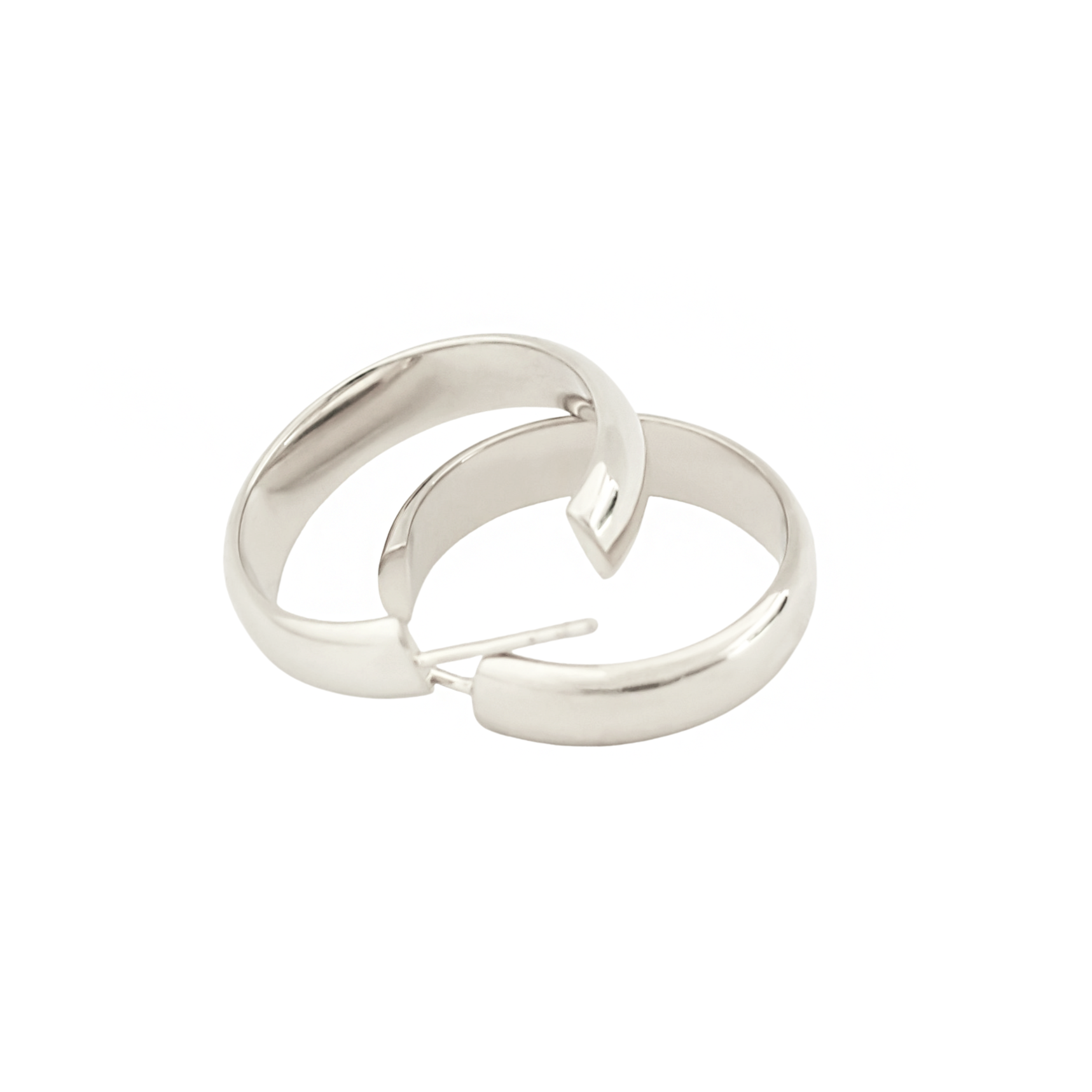 sterling silver thick hoop earrings // Silver
